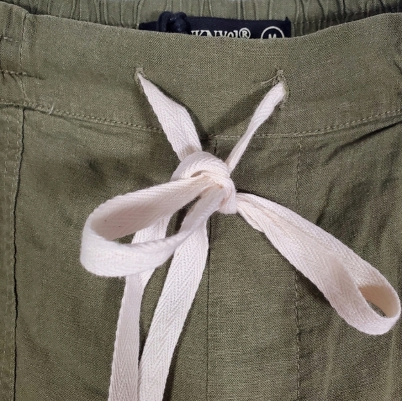 Blank NYC Roll The Dice Army Green Linen Blend Drawstring Pull-on Jogger Pants - Picture 3 of 9